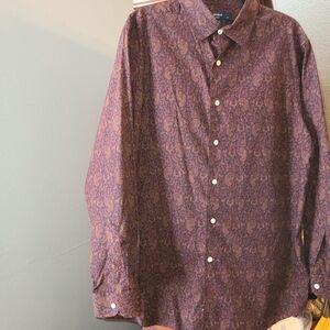 Men's Paisley Button-Down Shirt in Purple Size L